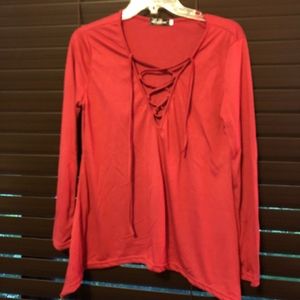Dark Red Criss cross front top
